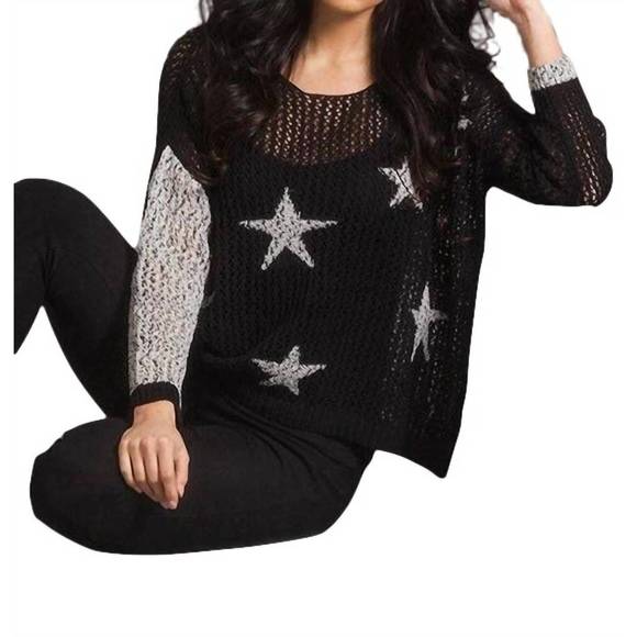 NEW FRENCH KYSS crochet star crew in blackfrost - Picture 1 of 3